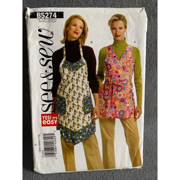 Butterick Misses Aprons Sewing Pattern B5274 sz Sm-Lg- uncut - Picture 9 of 9
